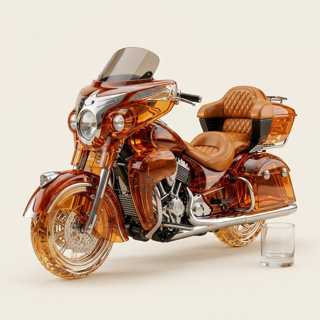 Ca Rave Glass Motorcycle Whiskey Decanter in Amber Glass – Gift for Riders – Amber ...