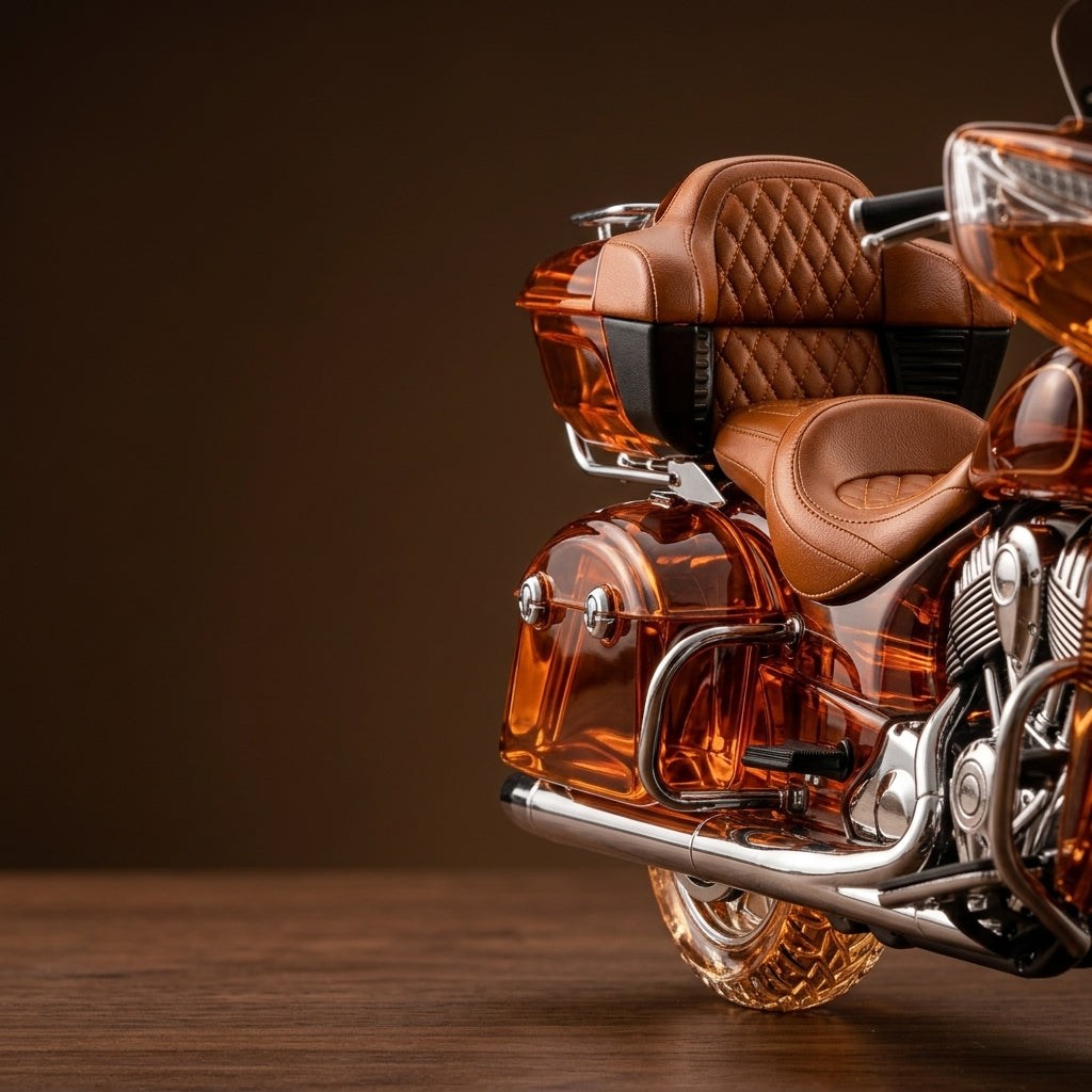 Quilted leather-look seat and chrome-look engine detail