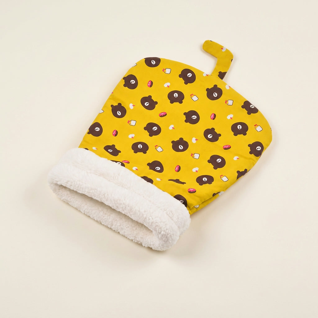 Snuggle Burrow pet sleeping bag in Honey Bear print